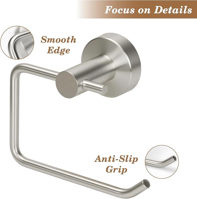 Brushed Silver Toilet Paper Holder, Stainless Steel Toilet Roll Holder Wall Mounted with Drill Installation, Fingerprint-Resistant & Rustproof Bathroom Tissue Holder