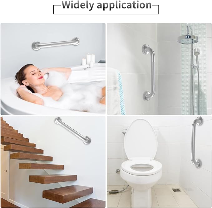 Grab Bars for Shower, 2 Pack 16 Inch Anti-Slip Safety Shower Handle for Senior, Stainless Steel Shower Grab Bars, Handicap Elderly Bathtub and Toilet Bathroom Assist