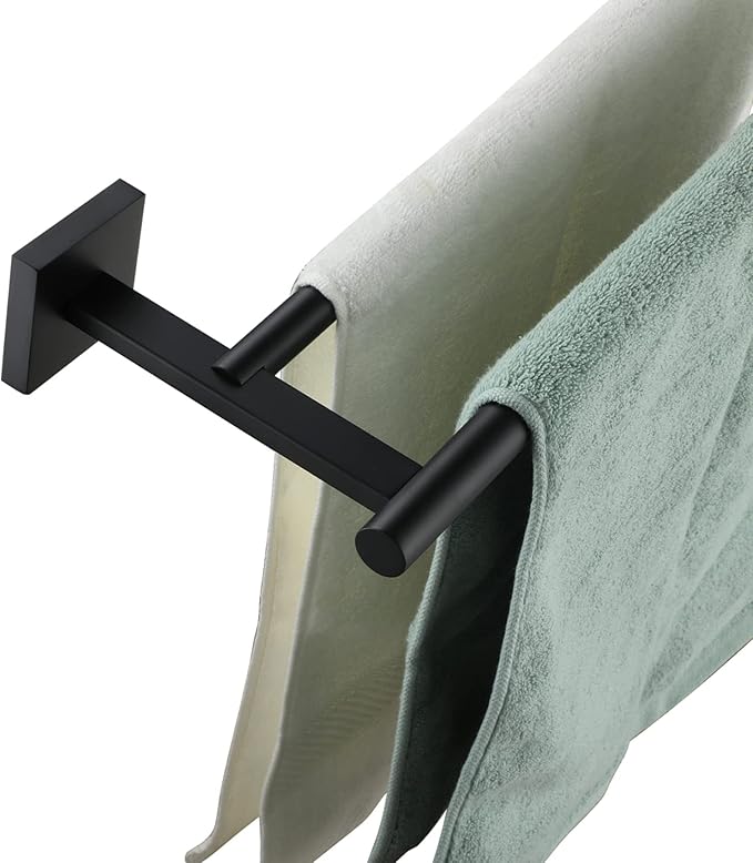 KOKOSIRI Towel Rails Bathroom Double Towel Bars Matte Black 20 Inch Towel Holder for Bath Cabinet Kitchen Wall Mount Stainless Steel B5005BK-L20