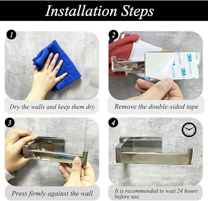SUS 304 Stainless Steel Toilet Roll Holder Self Adhesive Suction Chrome Finish Toilet Paper Holder Rack Bathroom Accessories Paper Dispenser