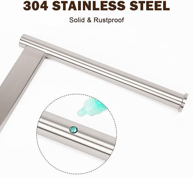 Hand Towel Holder Stand for Bathroom, L- Shaped Standing Hand Towel Rack, Towel Bar Kitchen Vanity Countertop Organizer, SUS304 Stainless Steel Material (Marble Base, Brushed Nickel)
