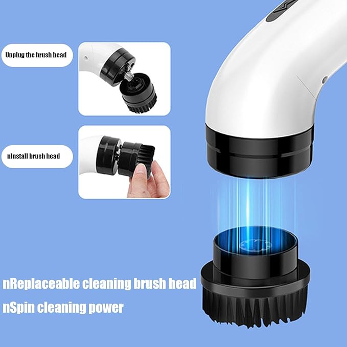 Bathroom Cleaning Scrubber - Rechargeable Multifunctional Electric Cleaning Brush - Cordless Power Scrubbers with Extension Rod - Cleaning Supplies with Replaceable Brush Head for Tub Tile, Kitchen