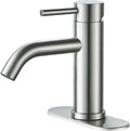 Bathroom Faucets One Hole Modern Sink Faucet Brushed Nickel, Single Handle Rv Bathroom Faucet with 3 Hole Deck Plate, Water Supply Lines
