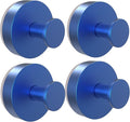 Vacuum Suction Cup Hooks for Shower 4 Pack, Heavy Duty Aluminum Alloy Towel Hooks for Bathroom Kitchen Glass Tile Mirror Wall No Drill Removable Robe Loofah Coat Suction Hooks Hanging-Blue