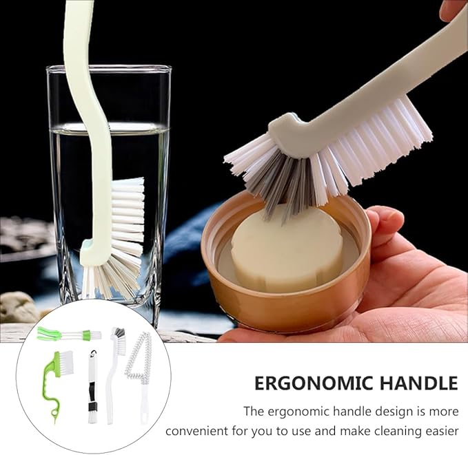 5pcs Crevice Cleaner Brush Set with Stiff Bristles for Door Window Track and Tile Grout Cleaning, Multi-use Household Detailing Brushes for Kitchen and Bathroom Grooves
