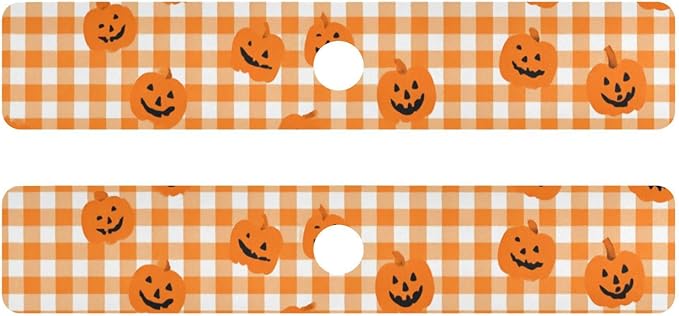 Halloween Orange Plaid Pumpkins Kitchen Sink Splash Guard Faucet Mat Diatomite Absorbent Pad for Bathroom RV 14.7x5.4in 2PCS water