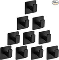 Bath Towel Hook,10 Pack Self Adhesive Square Coat Hooks, Sturdy No Drilling Robe Hook, Heavy Duty Aluminum Clothes Hanger, Wall Hooks for Bathroom Bedroom Kitchen (2 Inch,Black)