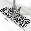 Cow Dalmatian Skin Print Black And White Kitchen Sink Splash Guard Faucet Mat Super Absorbent Fast Drying Mat Sink Gadgets-Fast Drying Pad Sink Mat For Kitchen Bathroom (15" X 5.5" )