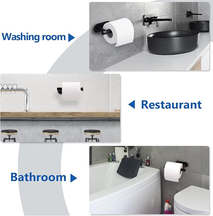 Bathroom Toilet Paper Holder Self-Adhesive Roll Holder Wall Mount SUS304 Stainless Steel no Drilling Tissues Holder Stick on Wall Silver Grey (1Pack,Brushed Nickel)