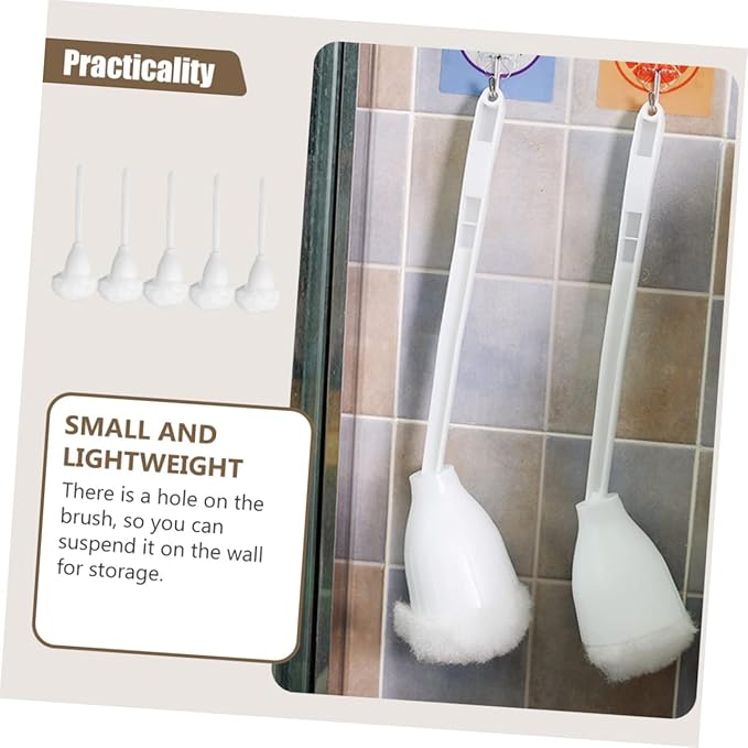 Yardwe 5pcs Soft Brush for Bathroom Bowl Brush and Holder Bathroom Brush Electric Bowl Swab Bathroom Brush Nylon Fiber Grip White Long Handle