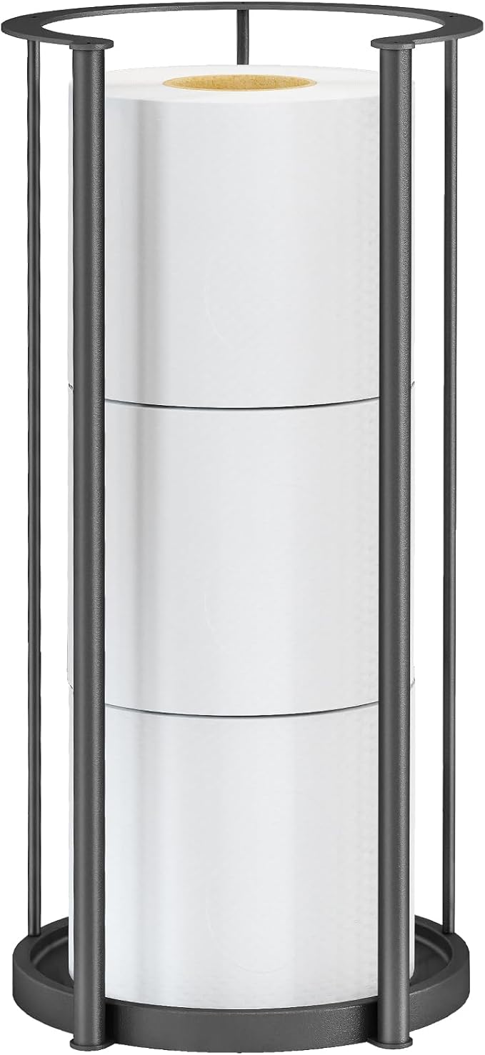 New Upgrade Free Standing Toilet Paper Storage Holder Stand, Heavy Duty 304 Stainless Steel Base, 3 Roll Capacity Toilet Paper Roll Holder for Bathroom Organization