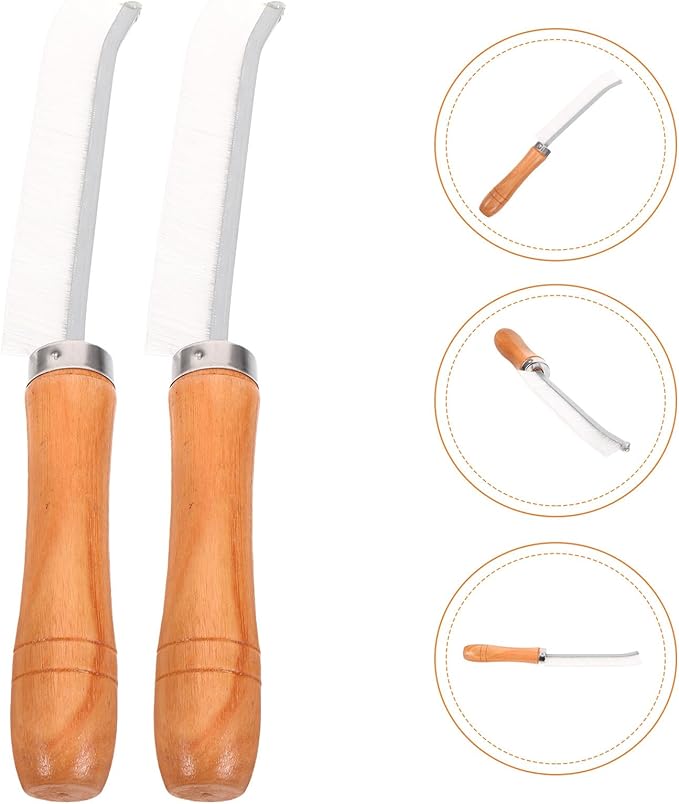 Generic 2pcs Hard Bristle Crevice Cleaning Brush with Ergonomic Wooden Handle for Bathroom Kitchen Tile Grout Stovetop Grooves and Tight Spaces Household Cleaning Tool