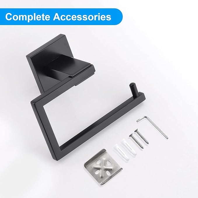 YACVCL Matte Black Toilet Paper Holder, Bathroom Toilet Roll Holder, Stainless Steel Modern Square Tissue Roll Holders Wall Mounted for Bathroom Kitchen Washroom
