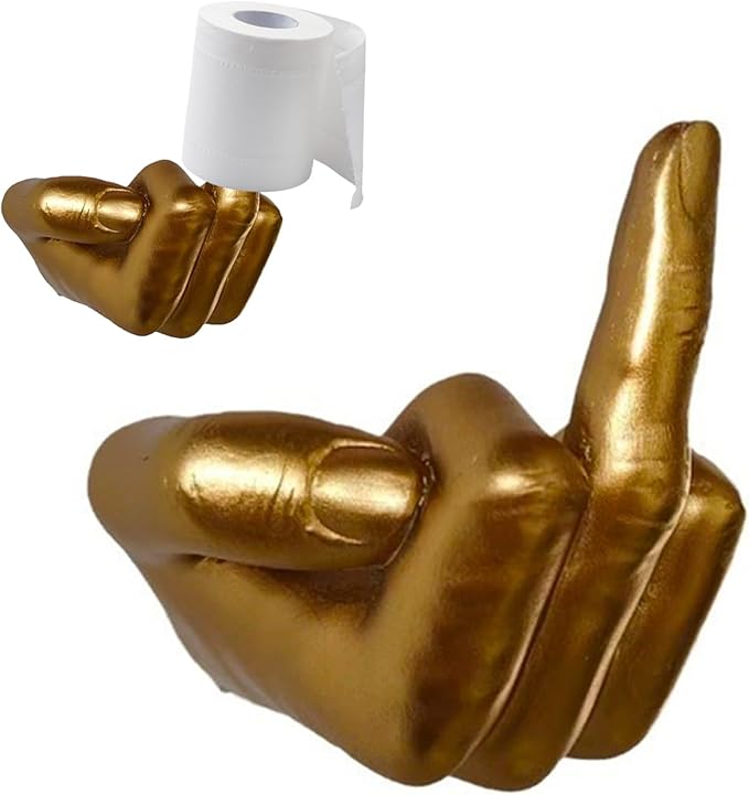Middle Finger Toilet Paper Holder, Fun Wall Mount Toilet Paper Holder Key Holder, Jewelry Storage Fun Statues Sculptures, Bathroom Toilet Tissue Roll Paper Storage Holder