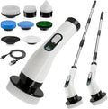 Electric Spin Scrubber for Cleaning, Cordless Power Scrubber with Long Handle, 10 Replaceable Brush Heads, 2-Speed, IPX7 Waterproof for Bathroom, Shower, Tub, Tile & Kitchen