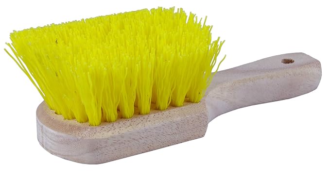 Weiler 44013 8" Utility Scrub Brush, Yellow Polypropylene Fill, Short Handle, Wood Block