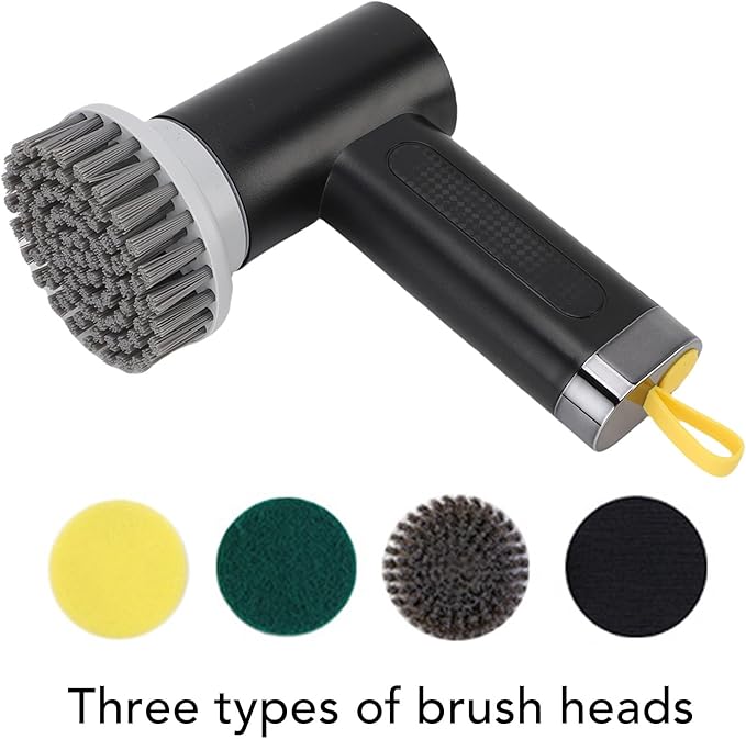 Electric Rotating Cleaning Brush, Cordless Scrubber Shower Bathroom Cleaner for Kitchen Tile Window Floor (Black)