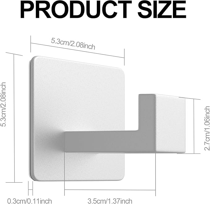 PMMASTO Adhesive Hooks Towel Hooks - 2 Pack Aluminum Wall Hooks Towel Hanger Shower Hook for Bathroom, Bedroom and Kitchen-Silver