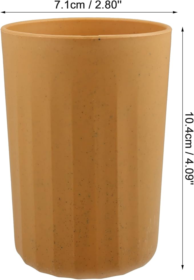 VOCOSTE 1Pc Bathroom Tumbler with Smooth Lines, Wheat Straw Cup, for Bathroom for Toothpaste Yellow 4.09''x2.80''