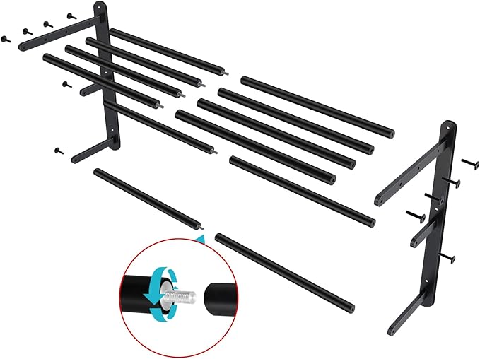 Matte Black 32 InchTowel Racks for Bathroom, VOTZAAQ Black Towel Shelf with Double Towel Bar, 3 Tier Stainless Steel Towel Storage, Bath Towel Holder Wall Mounted