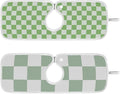 2 PCS Kitchen Sink Splash Guard 14.9 Inch Faucet Mat for Kitchen Sink Bathroom Sink Faucet Absorbing Drip Drain Mat Pad Microfiber Soft Washable Checkered Green and White