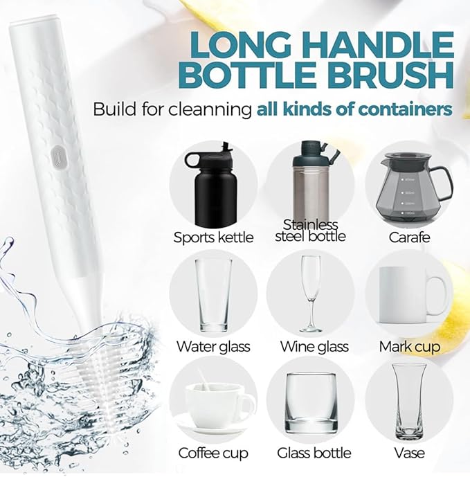 Cleaning Brush Electric Bottle Brush Waterproof 360 Degree Rotating Long Handled Silicone Straw Pacifier Cleaning Brush Bay