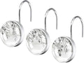 12 Pcs Black Eucalyptus Shower Curtain Hooks - Decorative Shower Curtain Hooks Rings Set - Stainless Steel Round Resin Shower Rings Hangers for Summer Bathroom Home Bath Room Rods Decor