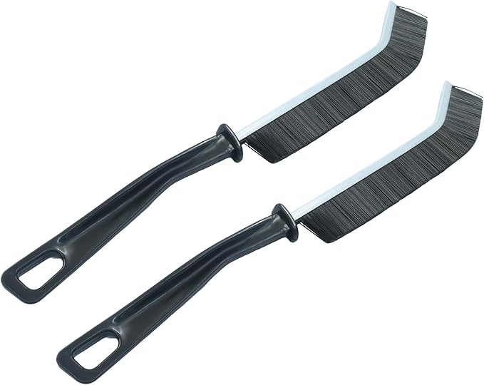 2 Pcs Hard-bristled Crevice Cleaning Brush, Multifunctional Gap Brush Anti-Scratch Window Sill Cleaner, Grout Brush for Kitchen/Bathroom（Black）