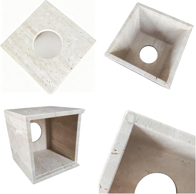 Natural Travertine Marble Tissue Box Cover, Stone Square Pumping Paper, Roll Toilet Paper Holder for Living Room, Bathroom, Kitchen and Home Decor