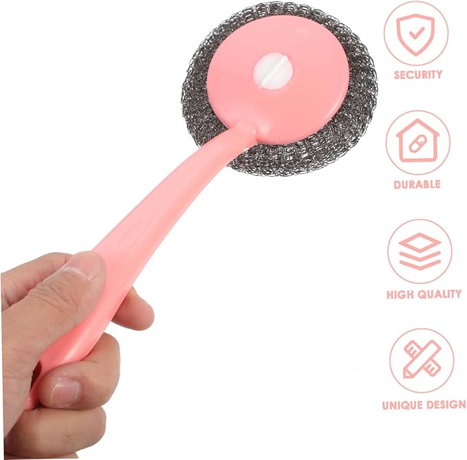 Cabilock Kitchen Handle Pot Brush Set 8pcs Steel Scrubbers for Dish Cleaning Heavy-Duty Kitchen Cleaning Tool Stiff Bristles for Pots Pans and Grout
