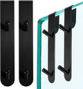 Over The Shower Door Hooks,2 Pack Removeable Double Bathroom Shower Hanger for Frameless Glass Door Hanging Bathrobe Towel,Extended Black Stainless Steel Heavy Duty Drill Free Holder 7.1 Inch 12mm