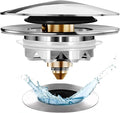 Bathtub Drain Stopper, Pop Up Tub Stopper and Cover, Bottom with Hair Catcher, Universal for 1.45 to 1.8in Drain, Replaces Old Drain Plug, Chrome Silver