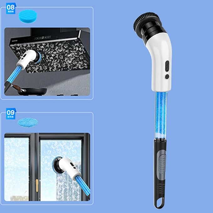 Bathroom Cleaning Scrubber - Rechargeable Multifunctional Electric Cleaning Brush - Cordless Power Scrubbers with Extension Rod - Cleaning Supplies with Replaceable Brush Head for Tub Tile, Kitchen