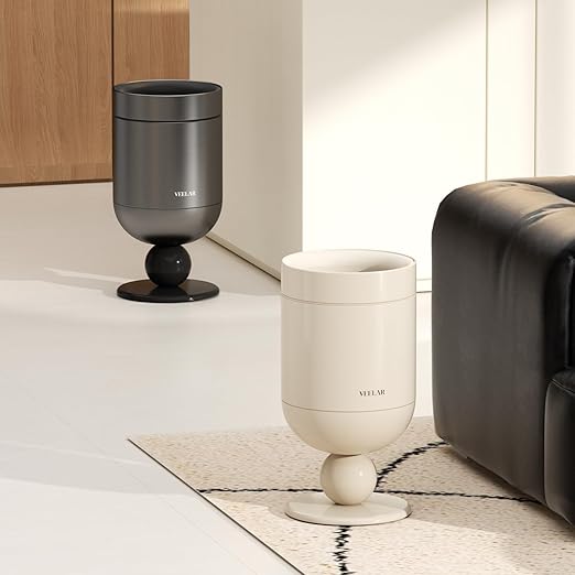 Bathroom Metal Trash Can, 4 Gallon (15 L) Garbage Can Lid-Free, Trash Bin for Bedroom, Office, Living Room (Grey, Top Open)