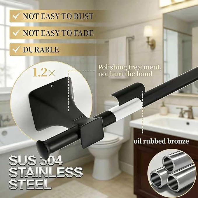 Sturdy Toilet Paper Holder Wall Mount,Premium SUS 304 Stainless Steel Rustproof Toilet Paper Roll Holders for Bathroom, Washroom,Kitchen (Black)