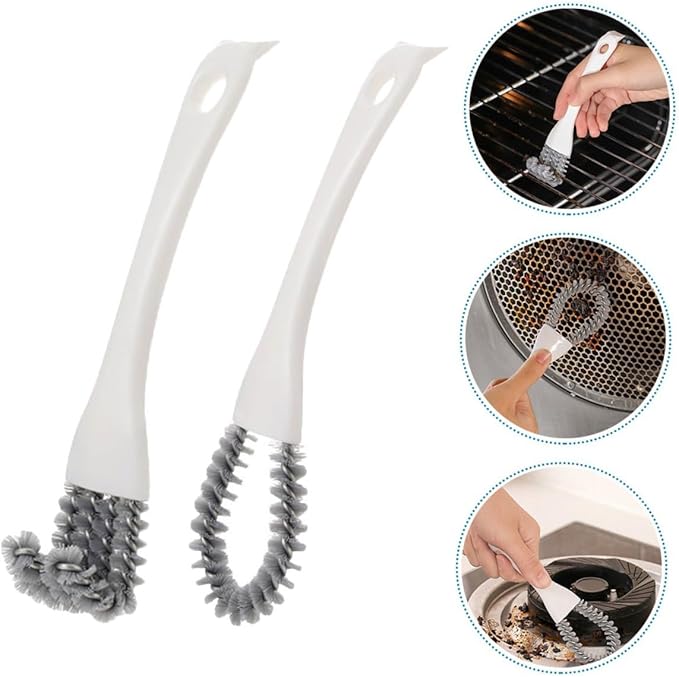 Beaupretty Multi-use Kitchen Cleaning Brush 2pcs Set with U-Shaped and Angled Crevice Scrub Brushes for Grout, Dead Corner, and Stove Grill Cleaning