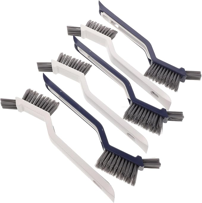 Happyyami 6pcs Bathroom V-Shaped Crevice Floor Brushes, Hard Bristle Scrubbers for Toilet, Sink, and Shower Cleaning, Multi-use Small Groove Cleaning Tools for Household Sanitation, Blue