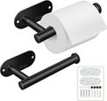 2 Pack Toilet Paper Holder - Bjiotun Black Toilet Paper Holder Wall Mount for Bathroom Storage, Stainless Steel Paper Towel Holder - Strong Adhesion & Screws