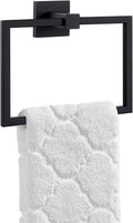 Angle Simple Square Towel Ring Matte Black, SUS 304 Stainless Steel Bathroom Swivel Hand Towel Holder Rack 7.09 Inches, Wall Mount