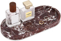 Oval Marble Bathroom Vanity Tray, Natural Luxury Marble Home Kitchen Bathroom Table Tray, Stone Decorative Countertop Serving Trays for Coffee Perfume Jewelry Makeup(Rosso Lepanto, 10 * 5 * 0.6)