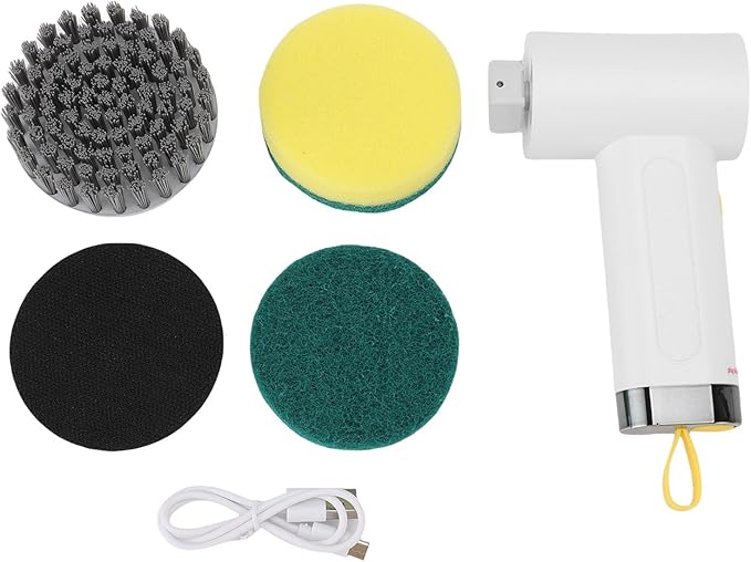 Pssopp Electric Rotating Cleaning Brush, Cordless Scrubber Shower Bathroom Cleaner for Kitchen Tile Window Floor (White)