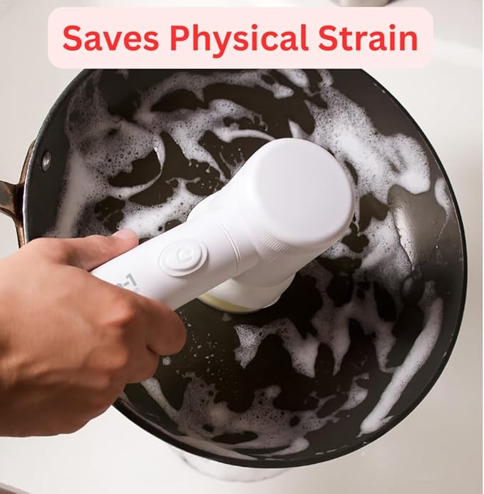 USB Rechargeable 5 in 1 Magic Electric Cleaning Brush - Spin Scrubber for Cleaning with 5 Interchangeable Heads, Electric Scrub Brush for Kitchen, Bath, Multi-Surface Use, Ergonomic Design