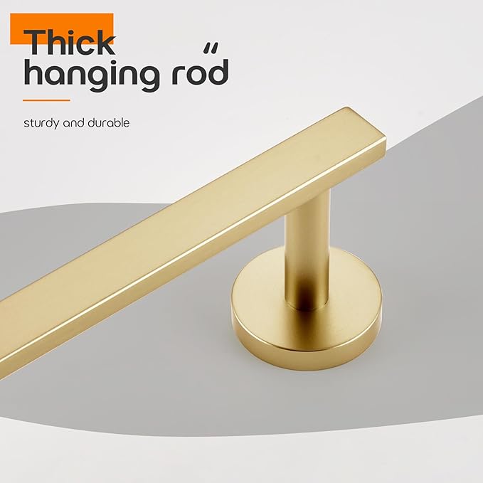 16 Inch Bathroom Towel Bar Bath Towel Rack Kitchen Towel Holder Towel Hanger Wall Mounted SUS304 Stainless Steel Brushed Gold AN4001GD-L16