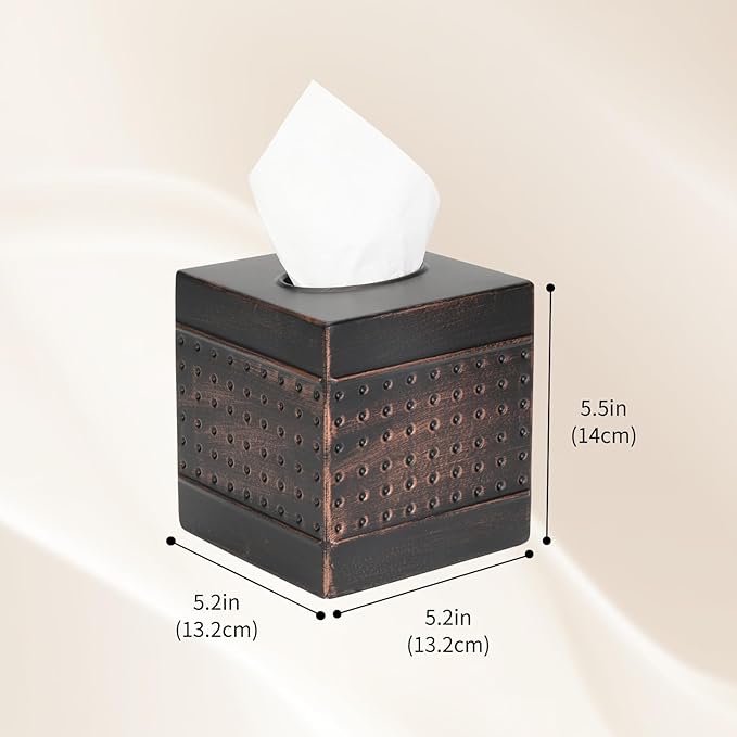 Industrial Style Tissue Box Cover, Tissue Holder, Square Box Covers,for bedrooms, Offices, bathrooms, Living Rooms etc.(Bronze)