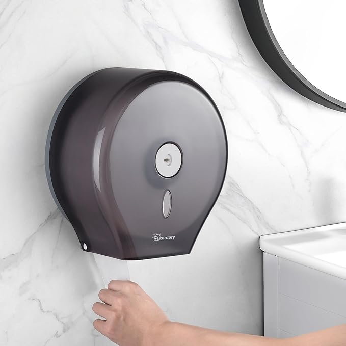 Toilet Paper Holder Wall Mount: Commercial Toilet Paper Dispenser - 9" Jumbo Toilet Paper Roll Holder for Bathroom, Black