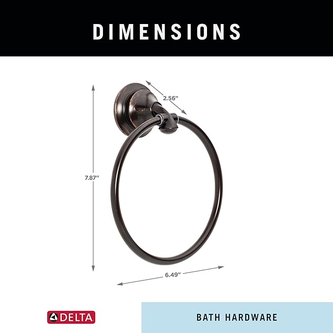 Delta Linden (1-Pack) Hand Towel Holder Venetian Bronze Towel Racks for Bathroom Wall Round Towel Ring Holder for Bath Towel Hanger for Kitchen, Bathroom Accessories 79446-RB