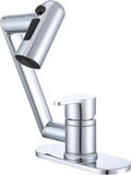 Bropury Rotatable Bathroom Faucets，Single Hole Golden Bathroom Faucet 1 Hole or 3 Hole，Lavatory Basin Vanity Faucet for RV Caravan Marine Boat Yacht(Brushed Gold) (1 Pack-Chrome)