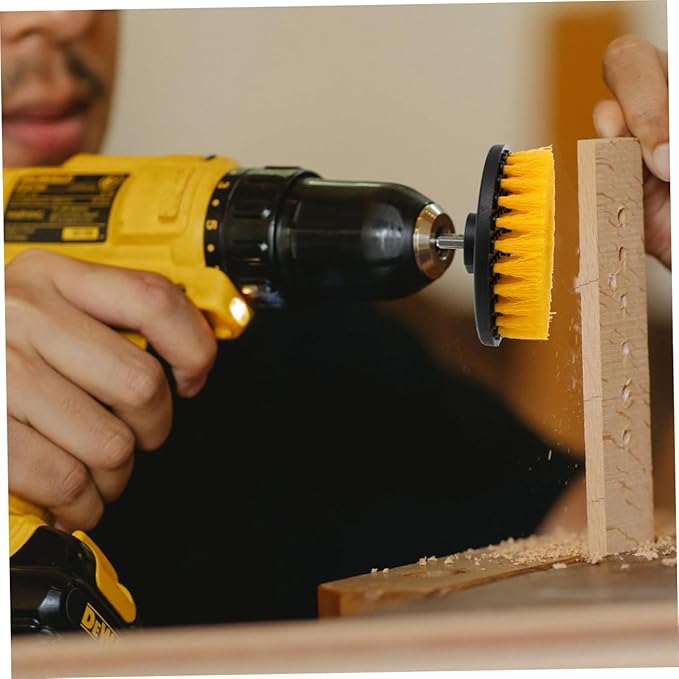 Electric Drill Brush Set 5-Inch Round Floor Cleaning Brush Heads Replacement for Kitchen Bathroom Grout Tile Portable Power Scrubber Attachment Tool for Home Cleaning