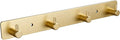 Gold 4 Wall Hooks, Brushed Gold Bathroom Hook Rail, Self Adhesive Key Hook Rack Hanger Towel Robe Stick Hooks for Toilet Entryway Hallway Kitchen Wall Mounted