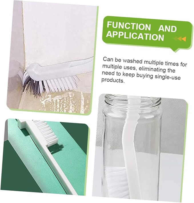 4pcs Deep Cleaning Brush with Double Head for Sink and Tile Grout Hard Bristle Corner Scrubber with Extended Handle for Thorough Household Cleaning
